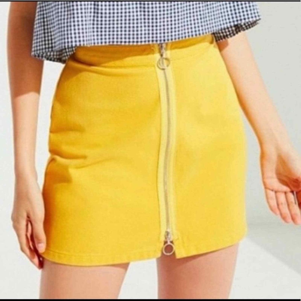 Urban Outfitters BDG High Rise Yellow Denim Mini skirt  O Ring Zipper